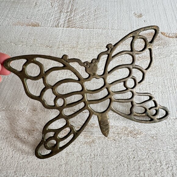 Vintage Brass Butterfly Hot Plate Trivet - Picture 5 of 10